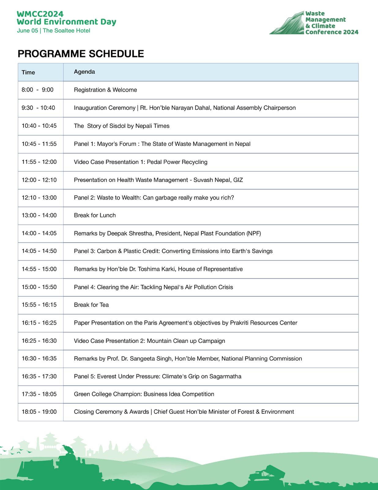 WMCC Program Schedule